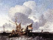 Ships on the Zuiderzee before the Fort of Naarden Ludolf Backhuysen